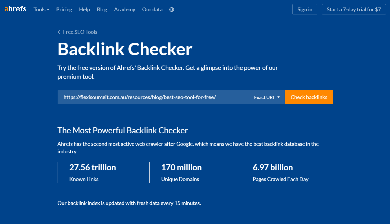 ahrefs backlink checker seo tool for free