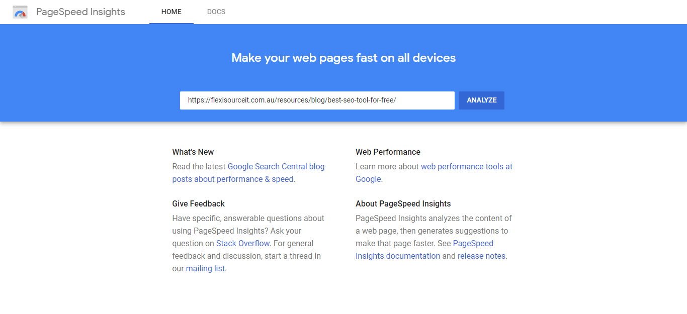 google page insights seo tool for free