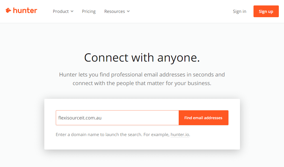 hunter.io link building tool free seo tool